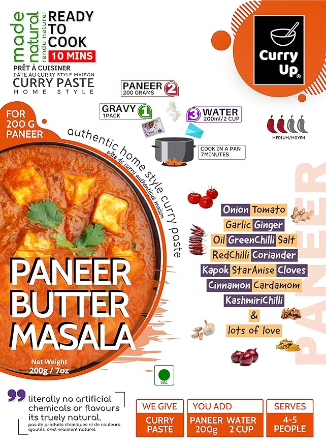 Curryup Home Style Base Gravy Curry Paste Paneer Butter Masala 200g Pack Of 2 Ready To Cook Amazon In Grocery Gourmet Foods