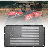 KEMIMOTO Back Dust Screen Compatible with Pioneer 1000 700 500 520 | Transparent View from Inside, Soft Rear Window Net, Sun Windshield Mesh with Old Glory Flag Print Accessories