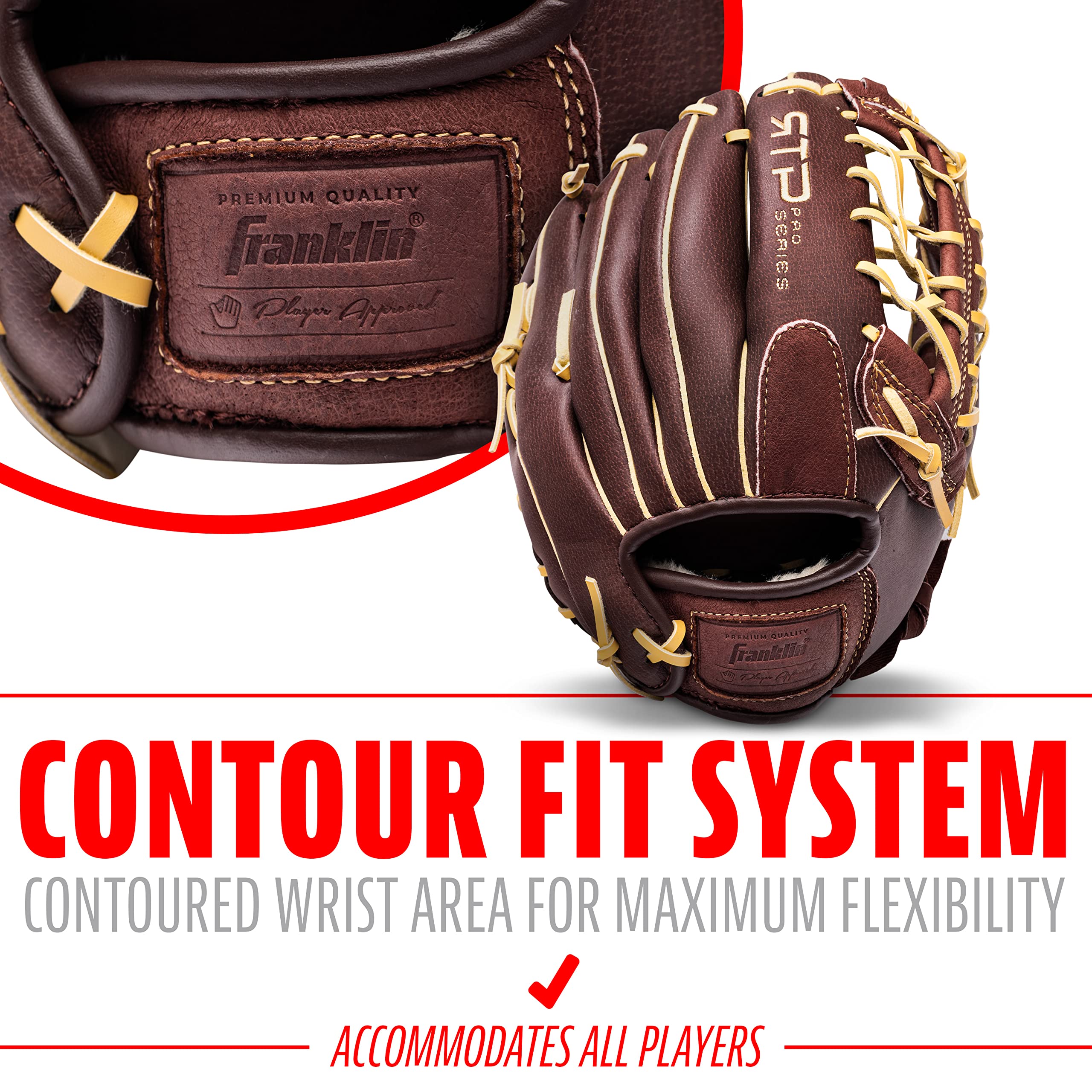 Franklin Sports RTP Pro Baseball Glove - Adult + Youth Fielding Mitt - Righty - Camel