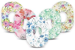 ExpressionMed - Adhesive Patches for Dexcom G7 and Stelo (Pack of 5) - Made in The USA, Waterproof, Non-Fraying, Pre-Cut CGM Sensor Tapes (Pastel Flowers Variety Pack)