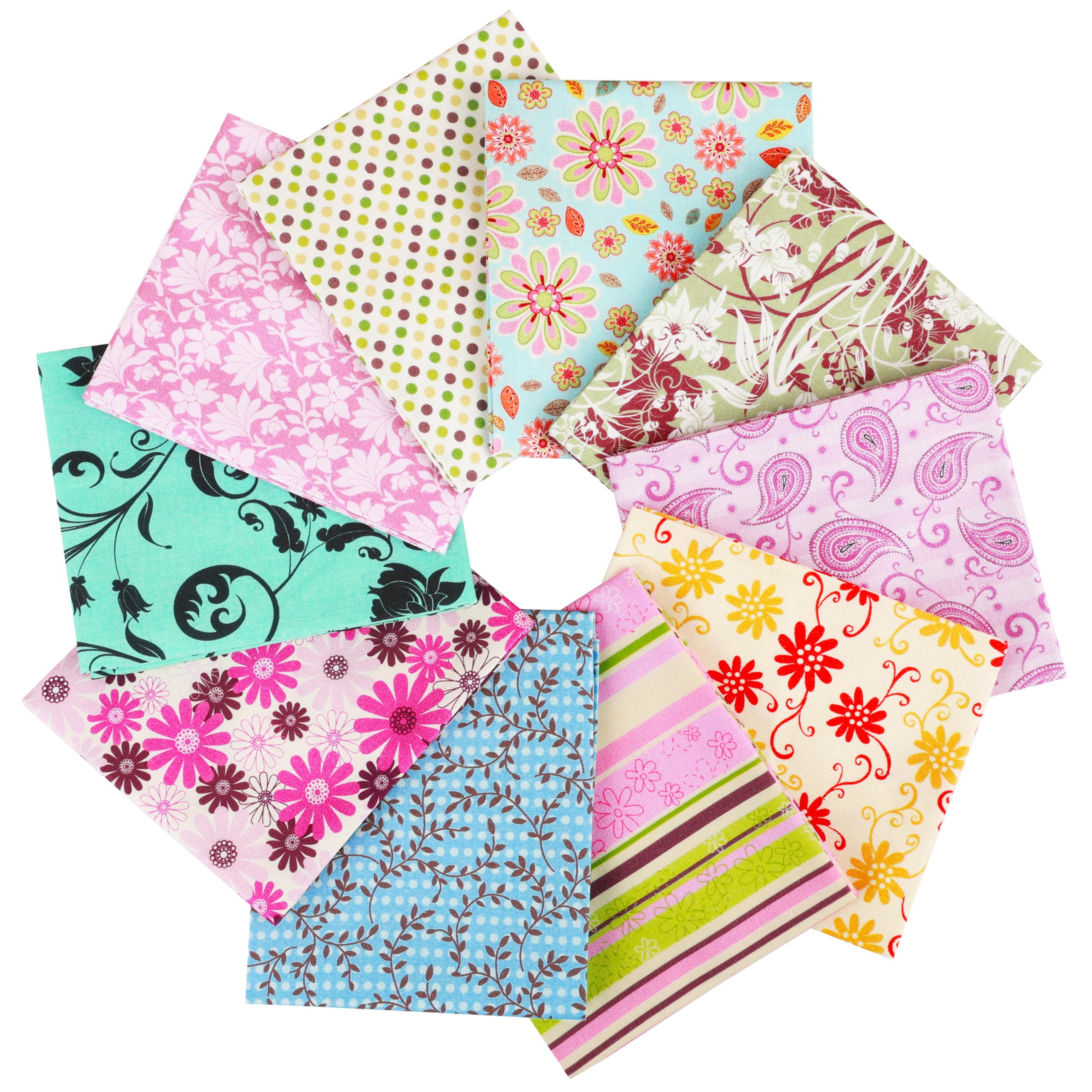 Craftido 10pcs 18”x21”(46x53cm) Fat Quarters Fabric Bundles - Medium Weight 145g - 100% Cotton Fabric for Quilting, Sewing, Patchwork, DIY and Handmade Crafts - Floral — image 1