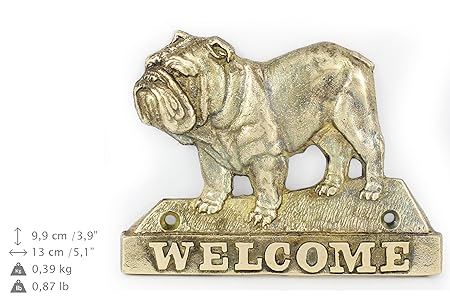 Bulldog, Hund, Messing, Türschild, Willkommen, Limiterte Edition, Art Dog