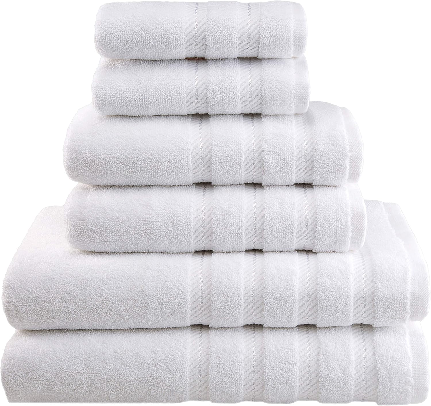 American Soft Linen 6-Piece 100% Turkish Genuine Cotton Premium & Luxury Towel Set for Bathroom & Kitchen, 2 Bath Towels, 2 Hand Towels & 2 Washcloths [Worth $72.95] - Bright White: Home & Kitchen