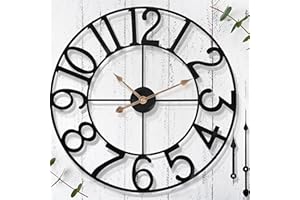 SEESURE 20 in Large Outdoor Clock – Black Metal Outdoor Wall Clock for Patio/Pool Area – Farmhouse Decorative Outdoor Clocks Sient Battery Operated – Vintage Industrial Outside Clock for Garden, Backyard
