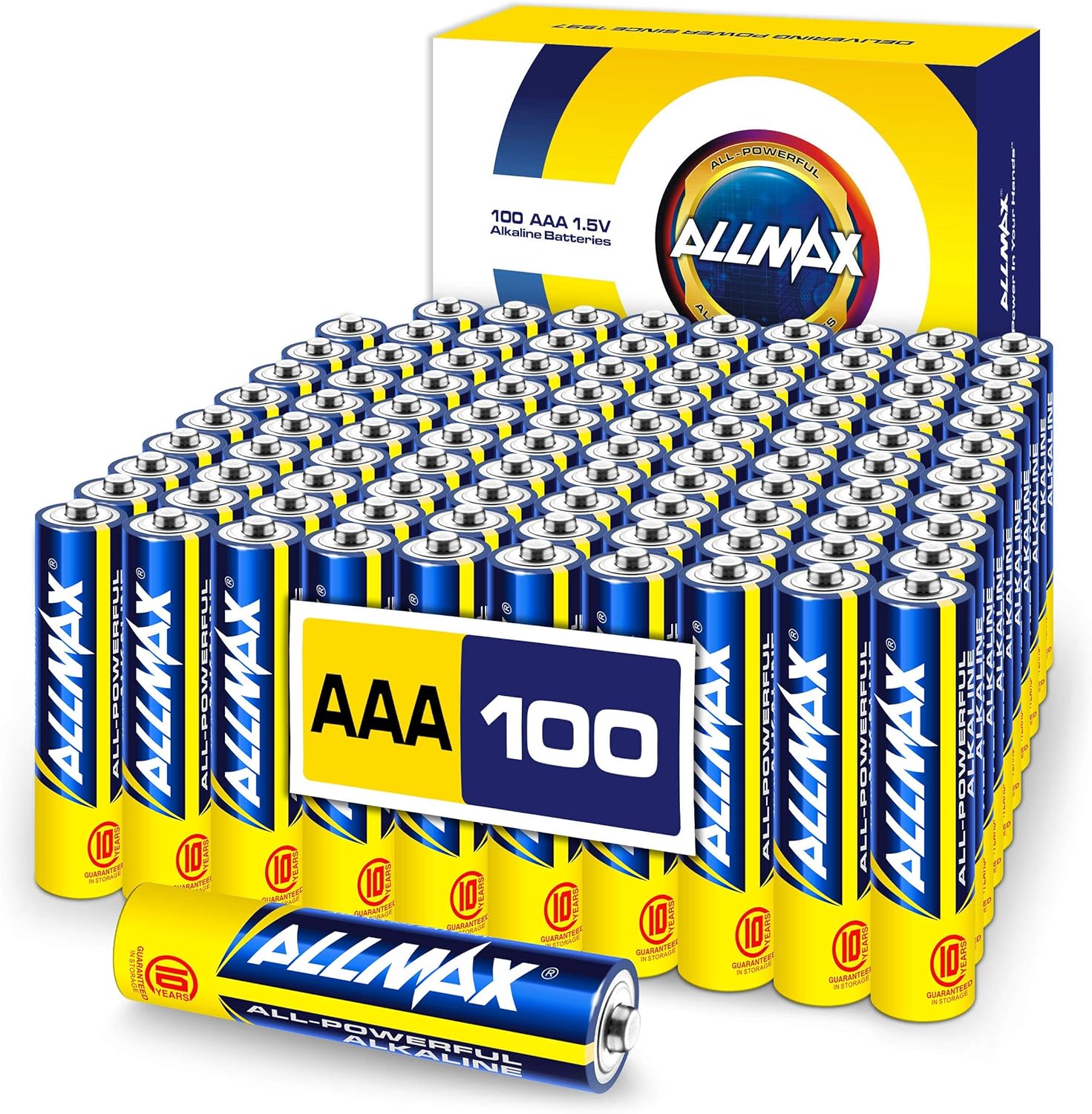 Amazon Com Allmax Aaa Maximum Power Alkaline Batteries 100 Count Bulk Pack Ultra Long Lasting Triple A Battery 10 Year Shelf Life Leak Proof Safe For Environment Powered By Energycircle Technology 1 5v Health Personal