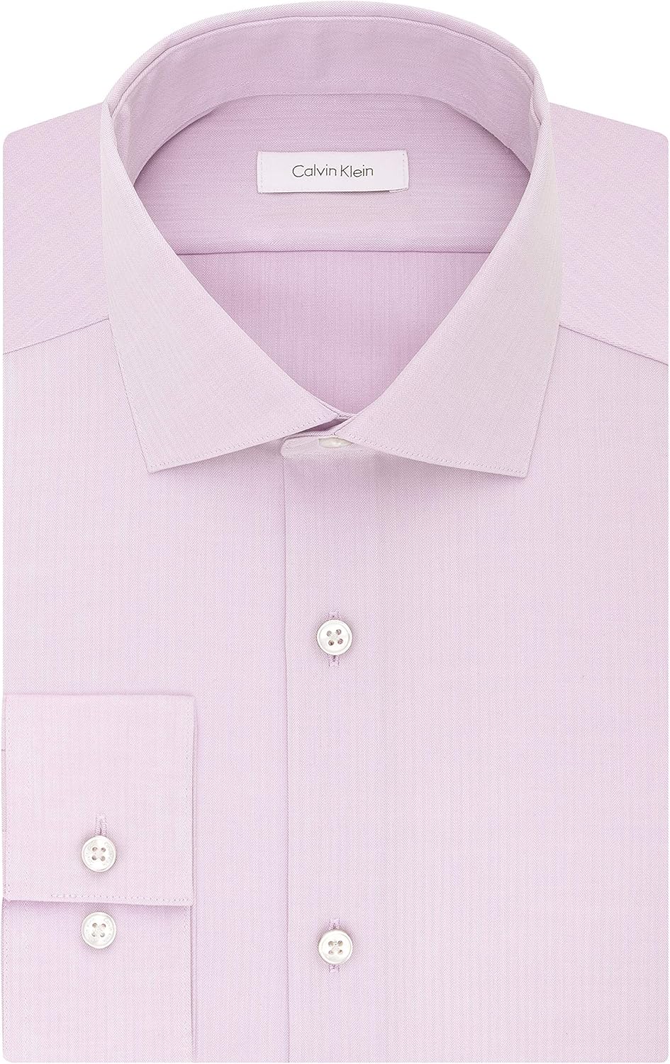 Calvin Klein Men's Dress Shirt Slim Fit Non Iron Herringbone Spread Collar at  Men’s Clothing store
