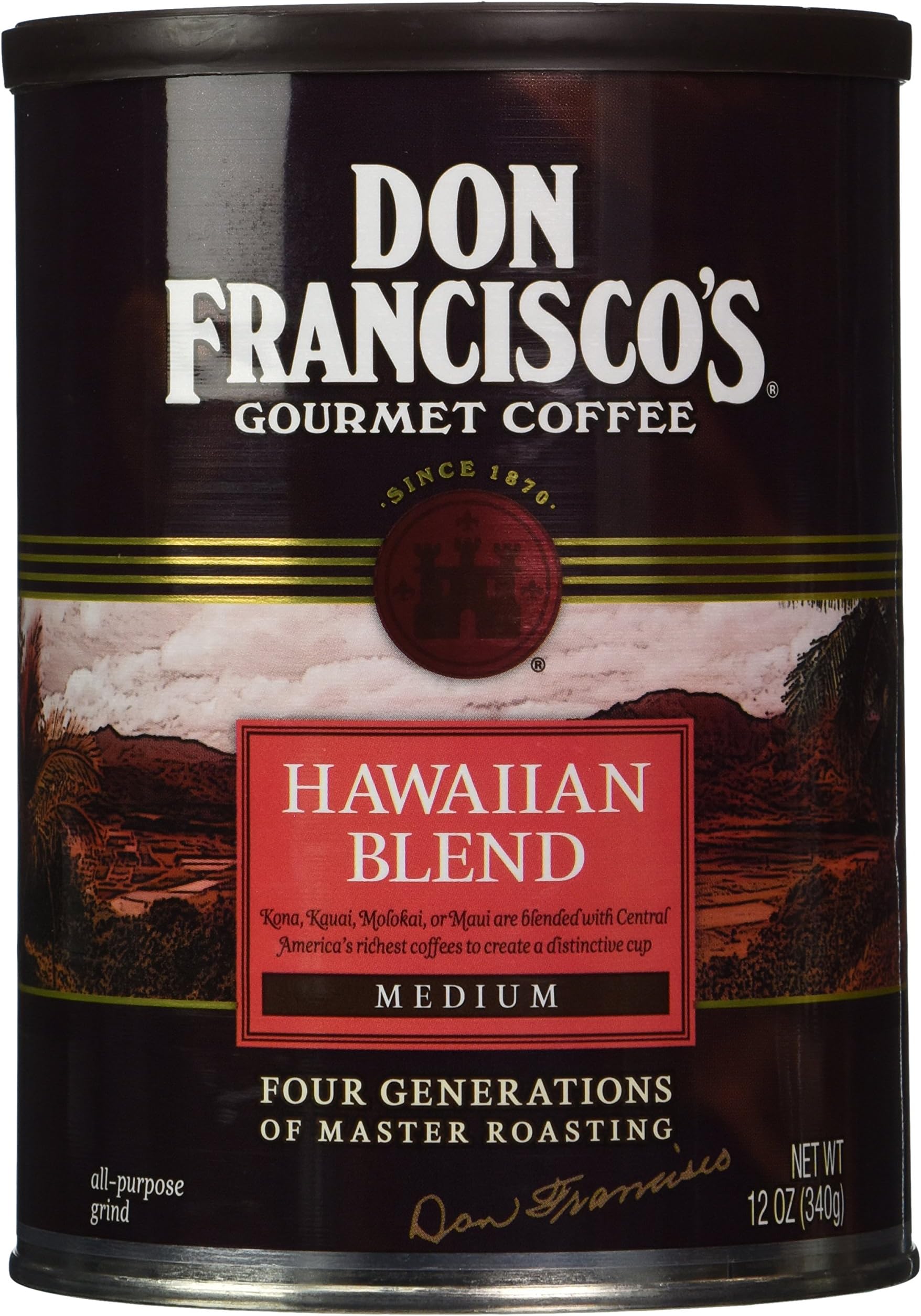 Don Francisco's, Hawaiian Blend Ground Coffee, 12oz Can (Pack of 2)
