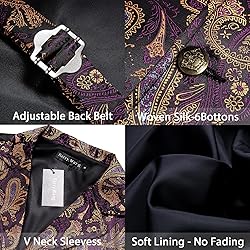 Barry.Wang Mens Purple Orange Paisley Victorian