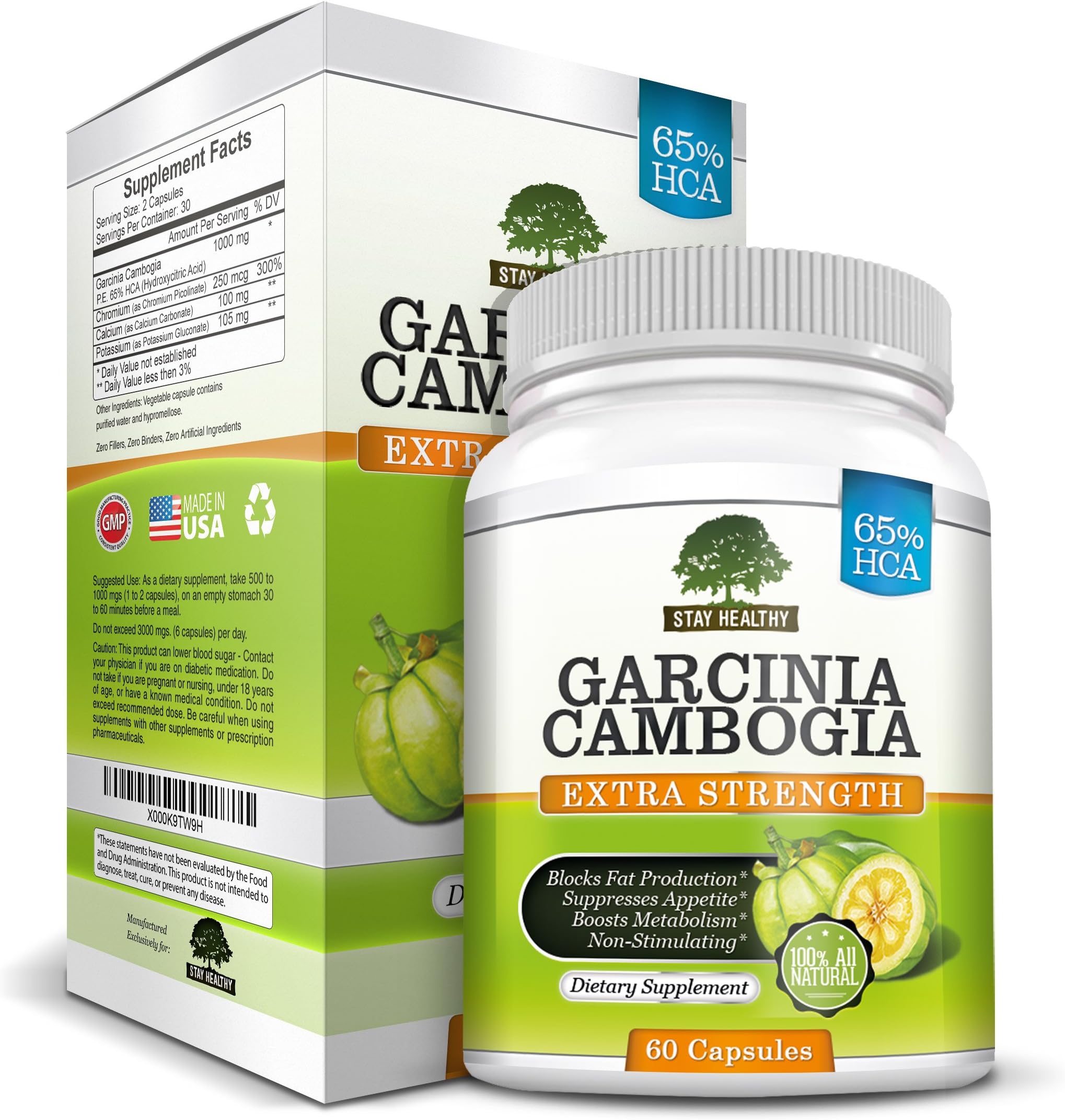 MAXIMUM Weight Loss Garcinia Cambogia Extract Pure ☀ 100% Pure HCA Lose Weight Fast Formula ☀ 1000mg Servings ☀ Fast Belly Fat Burner Weight Loss for Women and Men