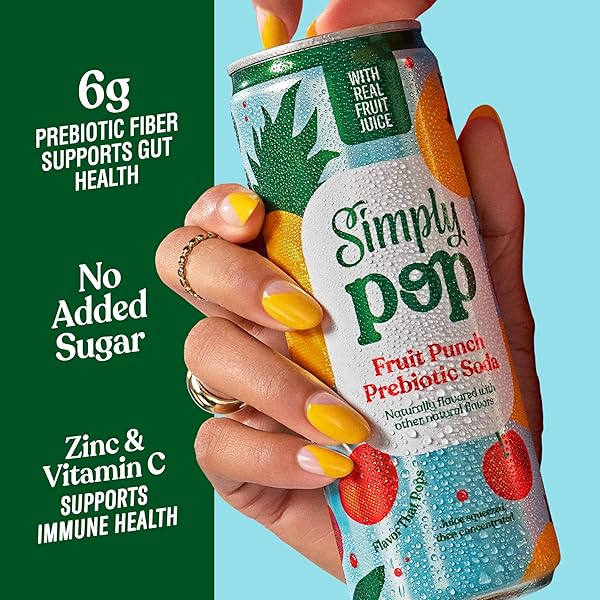 SIMPLY POP PREBIOTIC SODA FRUIT PUNCH CANS, 12 FL OZ, 12 PACK
