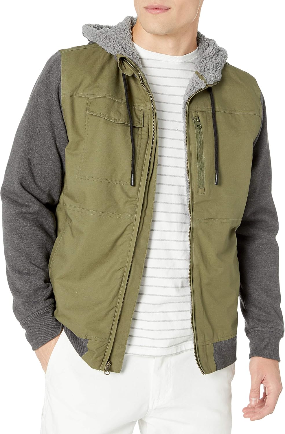 O'NEILL Men's Sherpa Lined Full Zip Hooded Fleece Sweatshirt Jacket: Clothing