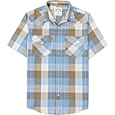 Dubinik®50% Viscose derived from Bamboo,50% Polyester Mens Short Sleeve Western Cowboy Pearl Snap Casual Plaid Shirts for Men