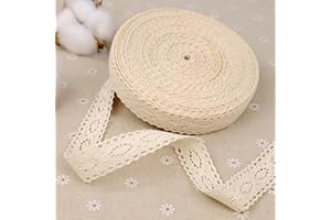 AIETSYEI Crochet Lace Ribbon Vantage Lace Trim Cotton Craft Lace Ribbon for Sewing, Gift Package Wrapping, Bridal Wedding Decoration, Scrapbooking Supplies (Beige)