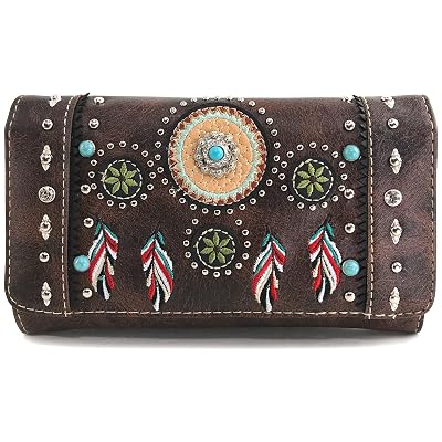 Zelris Tribal Native Dream Catcher Crossbody Wallet - Embroidered Feather & Concho Design, Fold Wallet With Strap - View #13