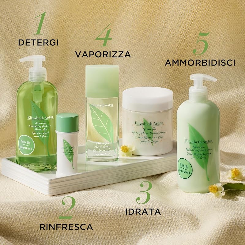 - Green Tea, Lozione Corpo Rinfrescante, con Fragranza di Estratto di Tè Verde, Ristora e Idrata, Energizza i Sensi, Pelle Setosa e Morbida - 500 ml