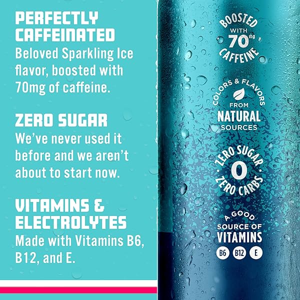 SPARKLING ICE CAFFEINE, BLUE RASPBERRY SPARKLING WATER WITH CAFFEINE, ZERO SUGAR, WITH ANTIOXIDANTS AND VITAMINS,16 FL OZ CAN