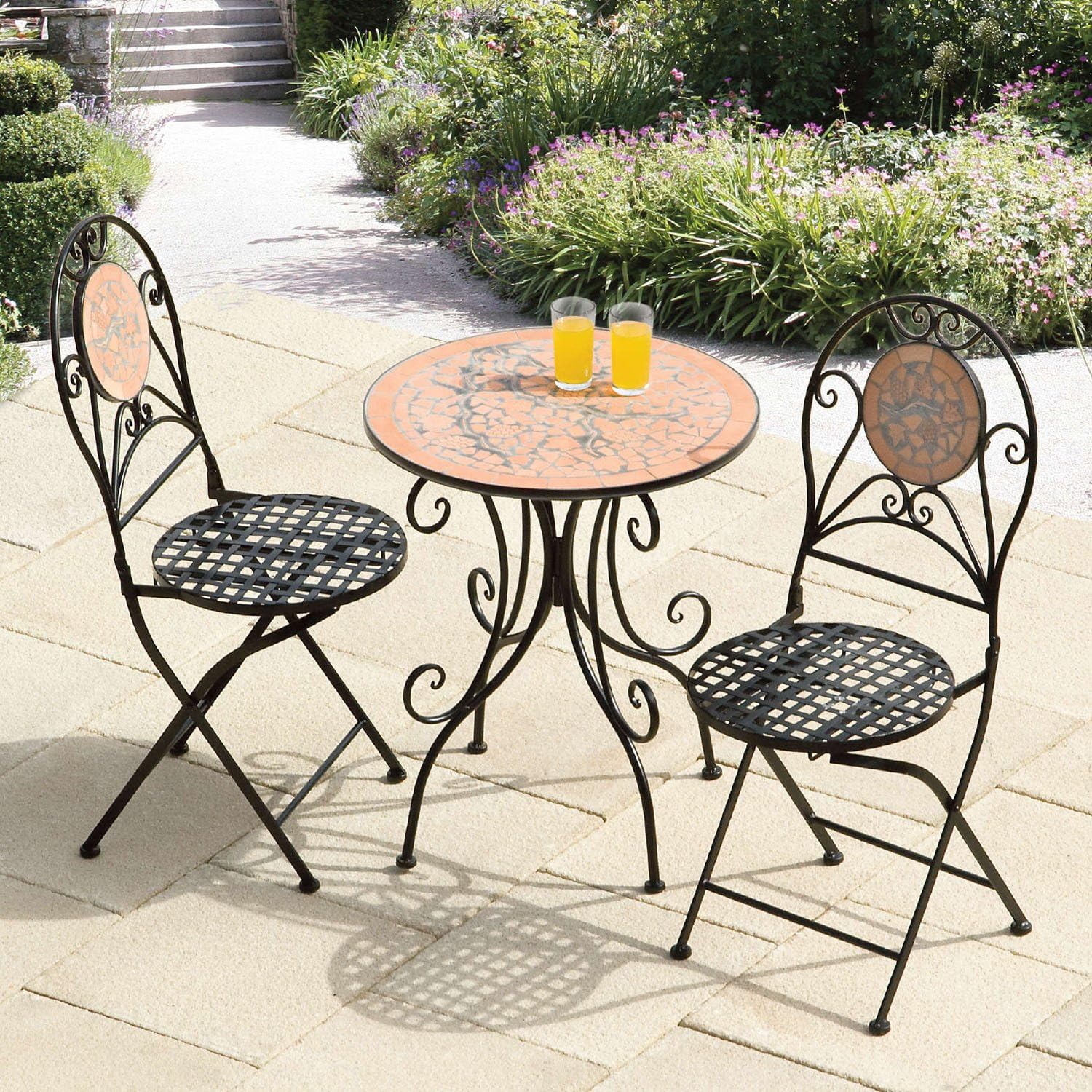 Suntime Broken Mosaic Tiles Cast Iron Bistro Set Black Metal Garden Suntime Broken Mosaic Tiles Cast Iron Bistro Set Black Metal Garden