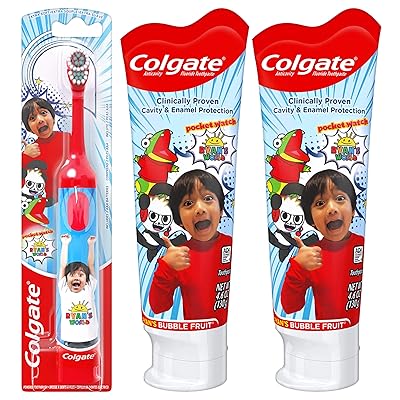 Colgate Kids Toothpaste &amp; battery Powered Toothbrush Set, Ryan's World