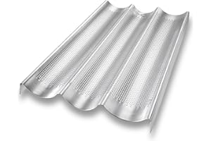 USA Pan Bakeware Aluminized Steel Perforated French Baguette Bread Pan, 3-Loaf
