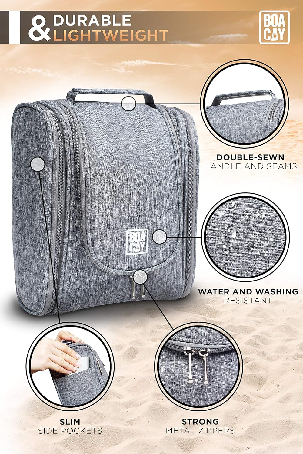 Premium Hanging Travel Toiletry Bag for Women and Men, Hygiene Bag, Bathroom and Shower Organizer Kit with Elastic Band Holders for Toiletries, Cosmetics, Makeup, Brushes: Clothing