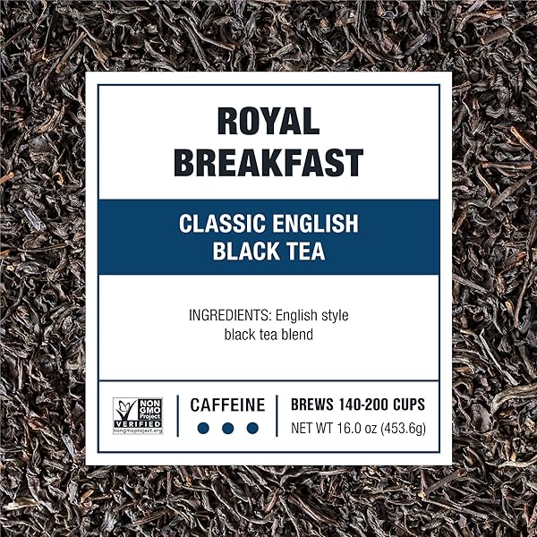 TIESTA TEA – ROYAL BREAKFAST, LOOSE LEAF, CLASSIC ENGLISH BLACK TEA, PREMIUM HIGH CAFFEINE HOT & ICED, BREWS UP TO 200 CUPS, 16OZ RESEALABLE BULK POUCH