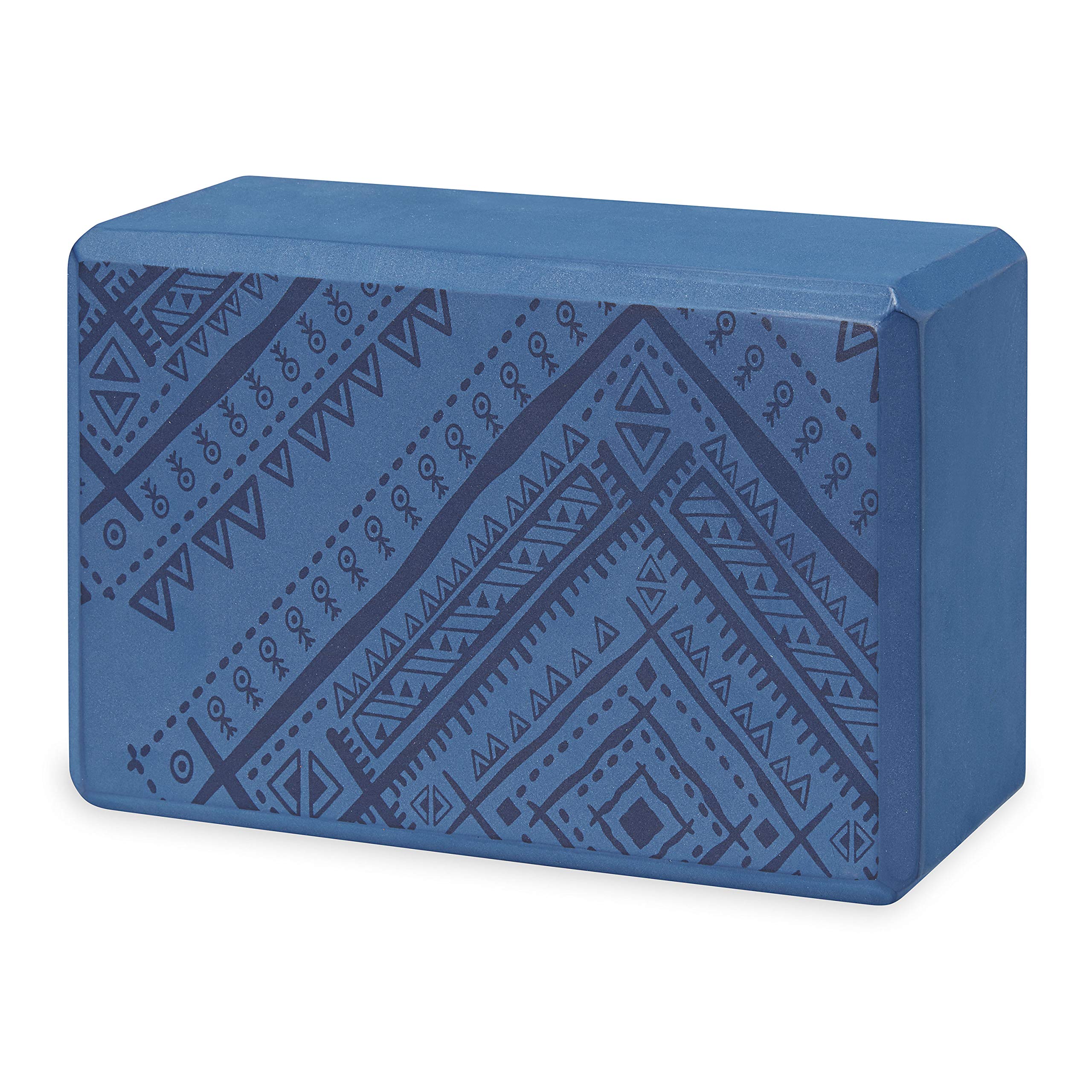 Gaiam Yoga Block - Supportive Latex-Free EVA Foam Soft Non-Slip Surface for Yoga, Pilates, Meditation (Navajo Indigo Ink)