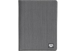 ROOTS Premium Vegan Leather Multi-Use Executive Padfolio Bussiness Organizer Embossed Design and Smartphone Stand, Charcoal