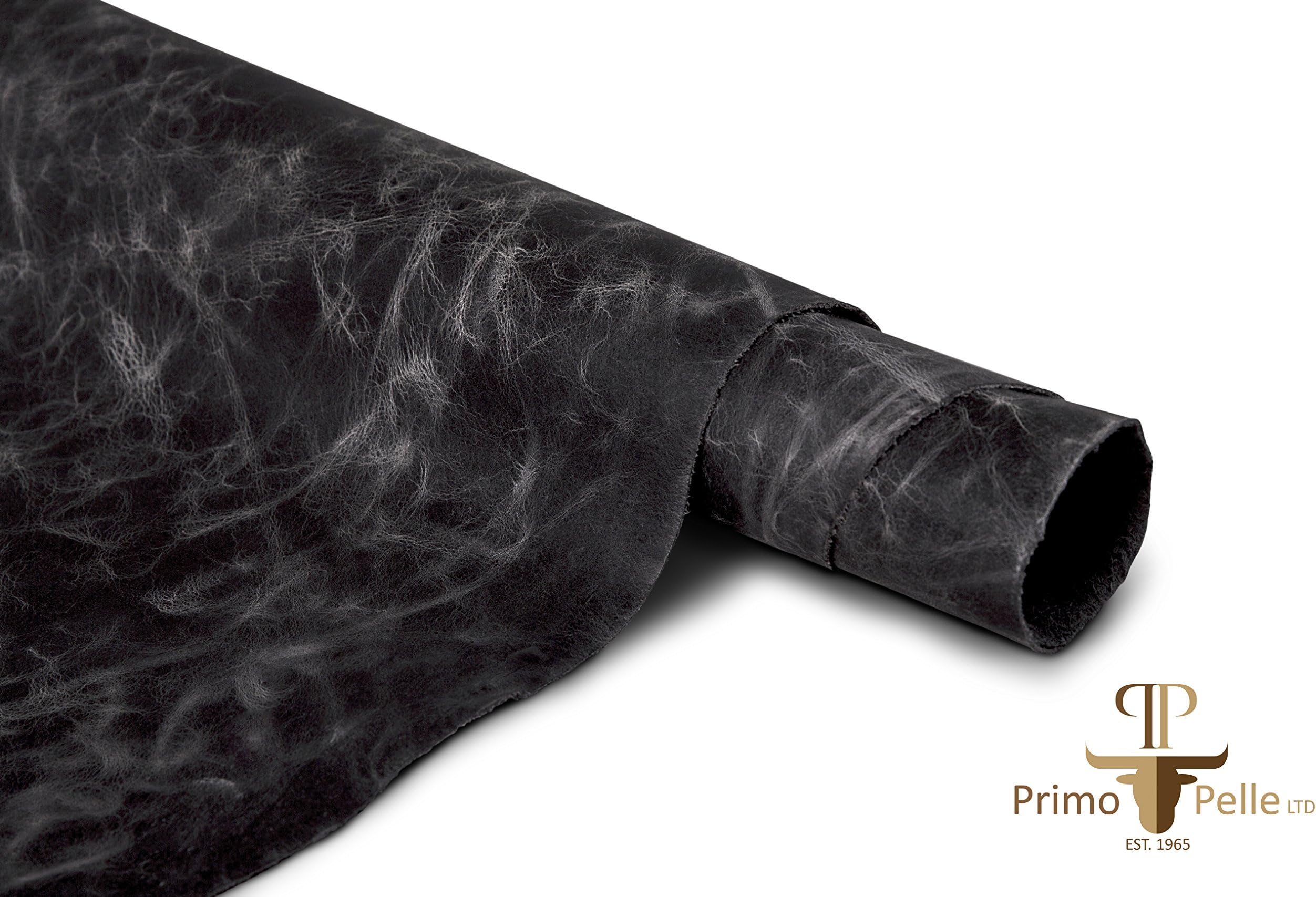 Primo Pelle leather hides, Crazy Horse Collection, full grain vegetable tanned genuine cow skins! Various colors & sizes (17 - 21 sq ft, GREY)