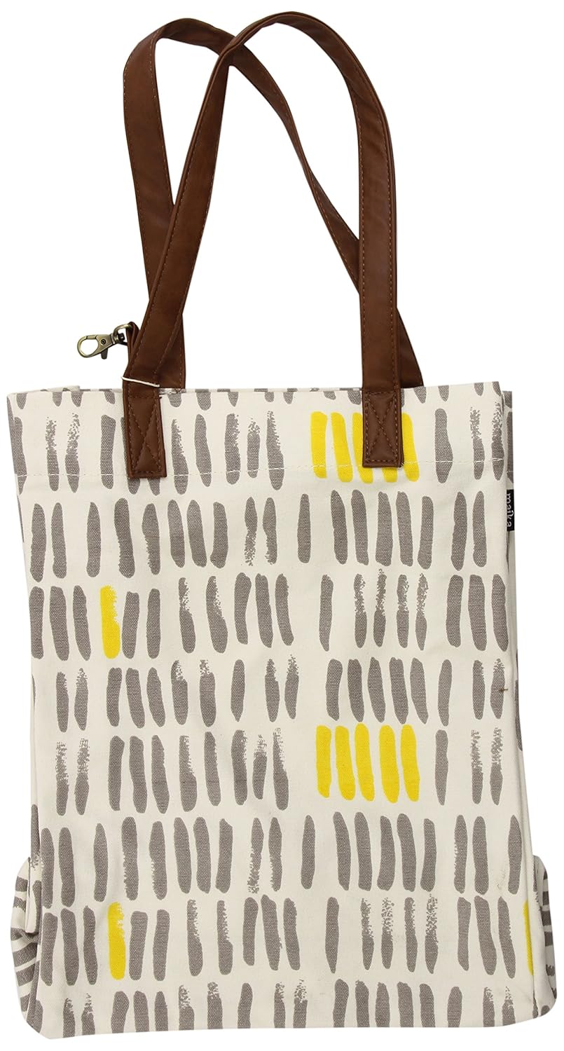 Maika Market Tote Bag, Vertical Strokes Grey Beauty