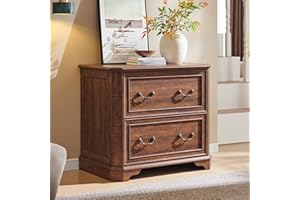 T4TREAM 34" Farmhouse Lateral File Cabinet for Home Office, Large 2-Drawer Wood Filing Cabinet w/Smooth Rails, Fits Letter/Legal Files, Storage Cabinet w/Framed Drawer Front Design, Brown