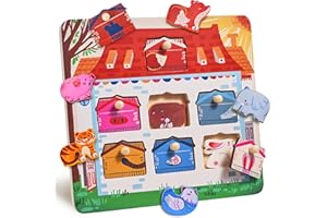 JoyCat Wooden Puzzles for Toddlers 1-3, Montessori Toys for 1 2 Year Old Boy Girl Birthday, Animal Matching Animal Body, Todd