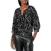 Karl Lagerfeld Womens Everyday 3/4 Sleeve Woven Top