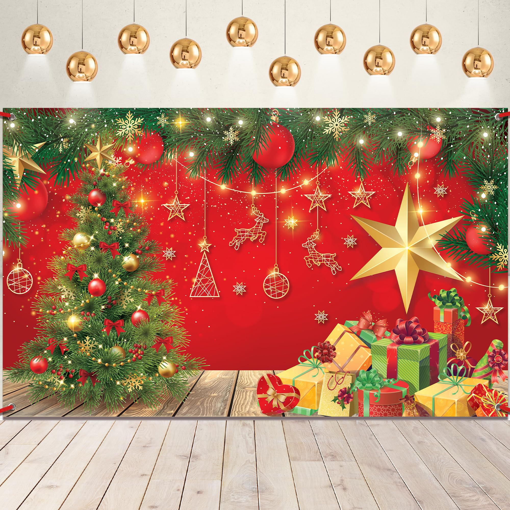 KatchOn XtraLarge Merry Christmas Banner - 72x44 Inch | Fabric Festive Backdrop for Wall Decorations | Reusable Cloth Christmas Decorations for Party & Photography Decor