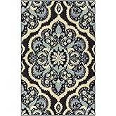 Maples Rugs Vivian Medallion Area Rug – Made in USA – Washable, Non-Slip Indoor Carpet for Kitchen, Entryway, and Living Room