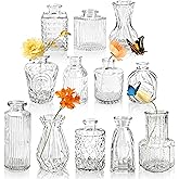 Der Rose Glass Bud Vases Set of 12, Small Bud Vases for Flowers, Rustic Wedding Centerpieces and Home Decor