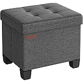 SONGMICS Storage Ottoman, Small Ottoman Foot Rest with Legs, 12.6 x 15.8 x 13.2 Inches Foot Stool, Load up to 660 lb, for Living Room, Bedroom, Dorm, Slate Gray ULSF012G01