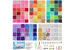 Redtwo 15500pcs Clay Beads Bracelet Making Kit, 96 Colors 5 Boxes Friendship Bracelet Kit for Jewelry Making, Flat Polymer Heishi Beads with Charms Gifts for Teen Girls Crafts for Girls Ages 8-12
