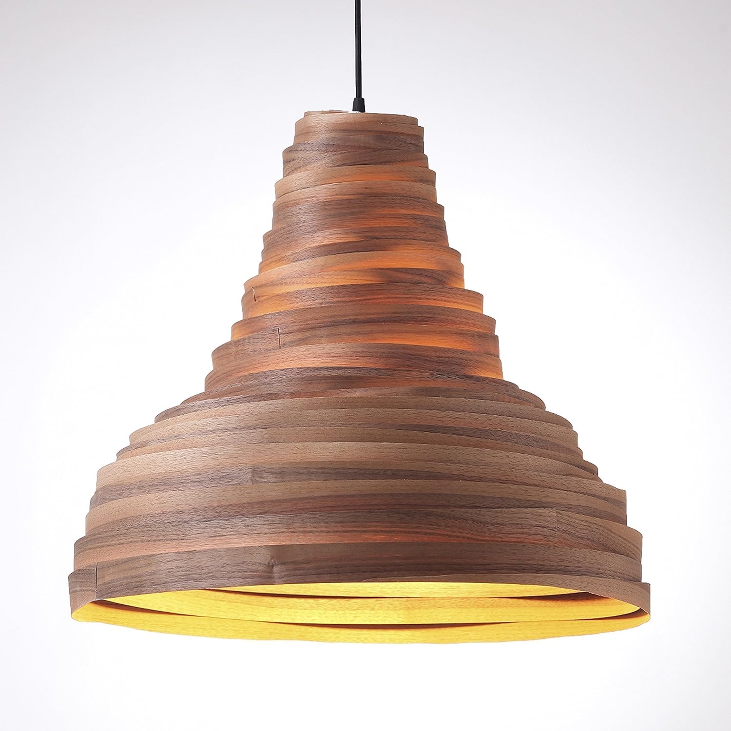 Amazon Com Walnut Wood Veneer Bell Shaped Lamp Shade Modern