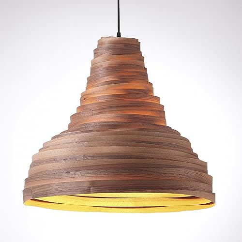Amazon Com Walnut Wood Veneer Bell Shaped Lamp Shade Modern