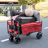 BedStory Collapsible Beach Trolley Cart 176LBS Black+Red All Terrain view 8