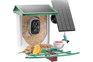 MAXIVIZ Bird Feeder with Camera, Smart Bird Feeder Camera with Dual Solar Panel, AI Identify Bird Species, Auto Capture/Record & Watch Live Wild Bird Video, Instant Notify, Ideal Gifts for Bird Lover (Green)