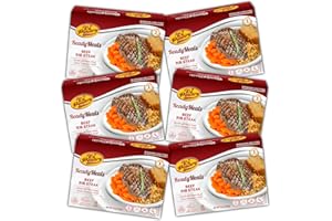 KJ POULTRY Kosher Beef Rib Steak & Kugel, MRE Meat Meals Ready to Eat, Shabbat Food (6 Pack) Prepared Entree Fully Cooked, Shelf Stable Microwave Dinner - Travel, Military, Camping, Emergency Survival