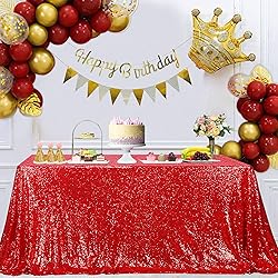 Trlyc Red Sequin Tablecloth - 60x84inch Glitter
