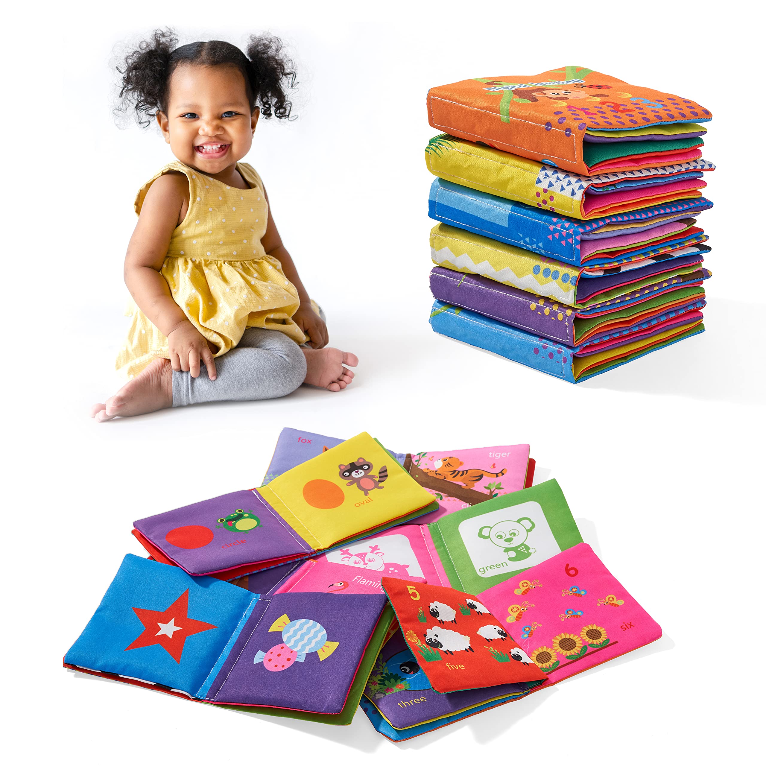 THE TWIDDLERS - 6 Pack Soft Sensory Books for Babies, Development Toys