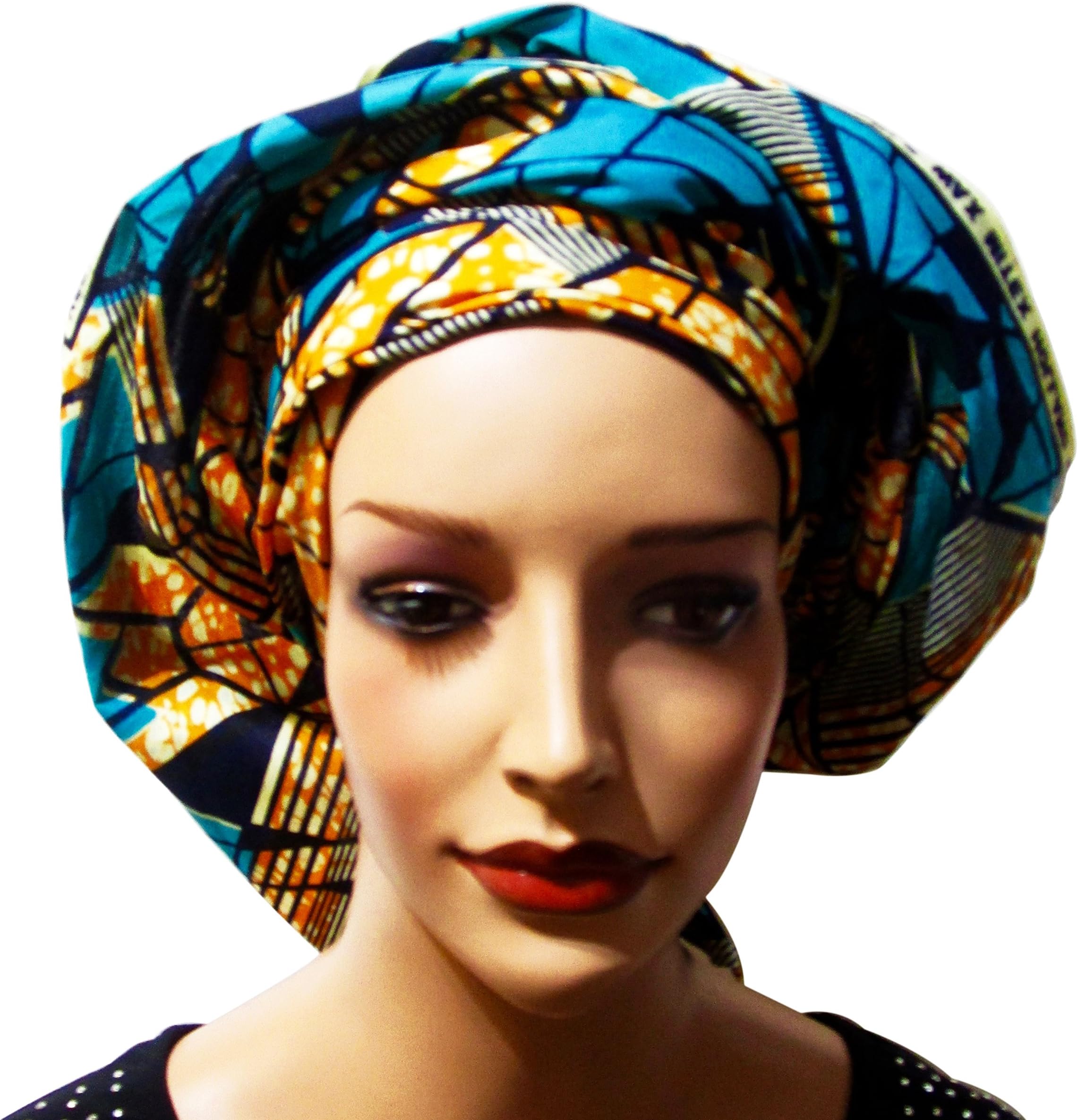 African Head Wrap Tribal Scarf Gele. Made Of Ankara Pattern Fabric