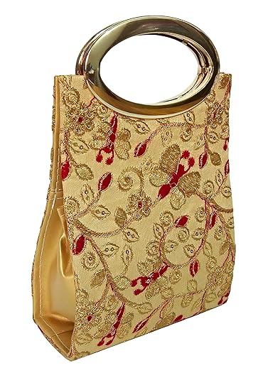Lavs bridal clutches for women/clutches for women party wear/wedding purses/clutches women below 500/sling bags for womens/wedding clutches for bridal - GOLDEN MAROON Color