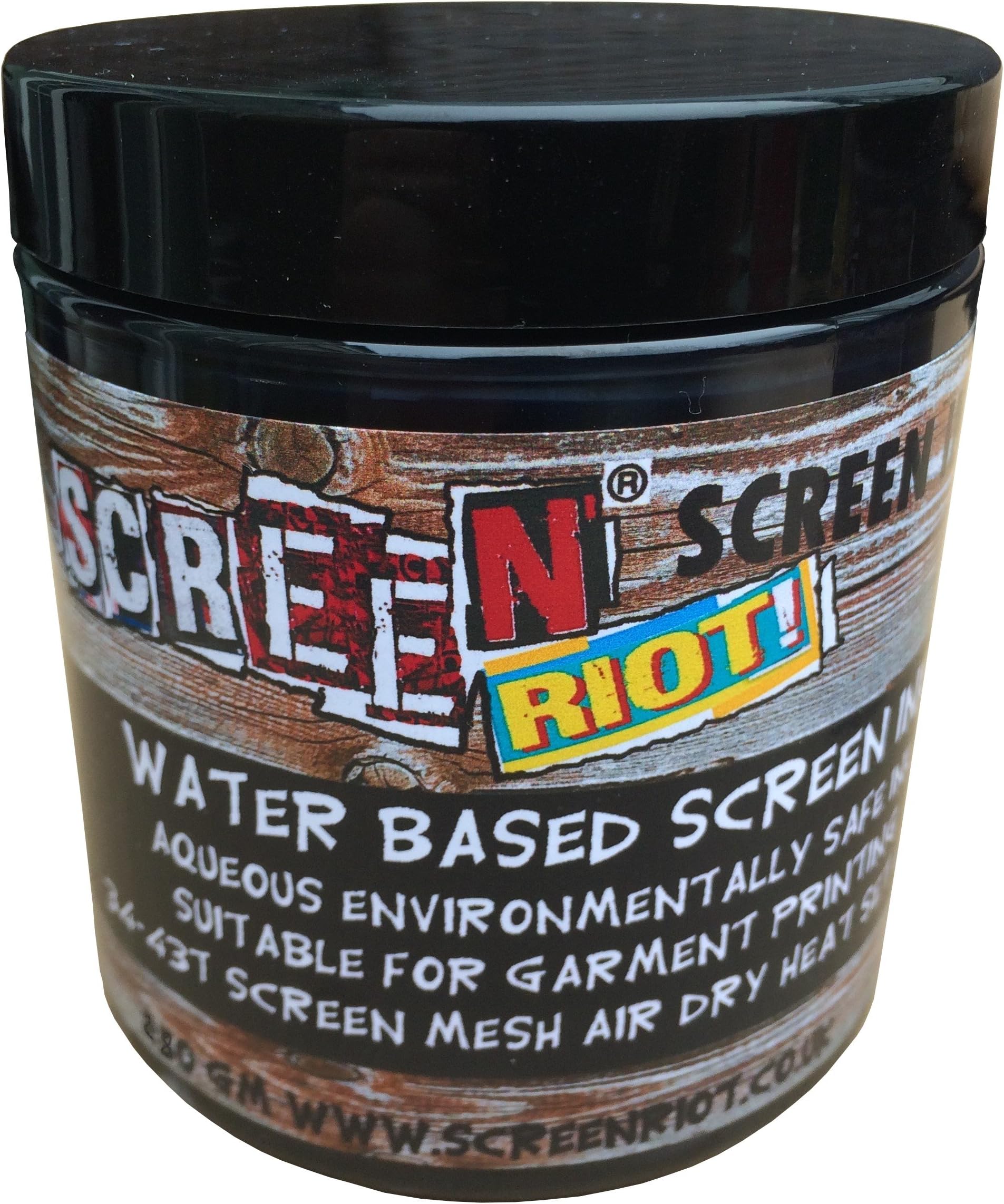 Water based screen printing ink,Fabric, paper, card, air dry heat set 280gm (coal black)