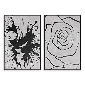 SIGNWIN 2 Piece Framed Canvas Wall Art Black...