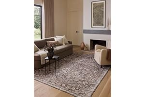 Loloi Amber Lewis Josie Collection JOS-02 Earth/Natural 9'-0" x 12'-0", .13" Pile Height, Low Profile, Machine Washable, Area Rug