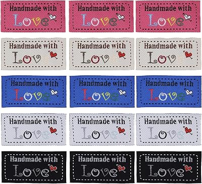 Create idea 50pcs Handmade Sewing Labels 50x24mm in Pink, Blue, Beige & More